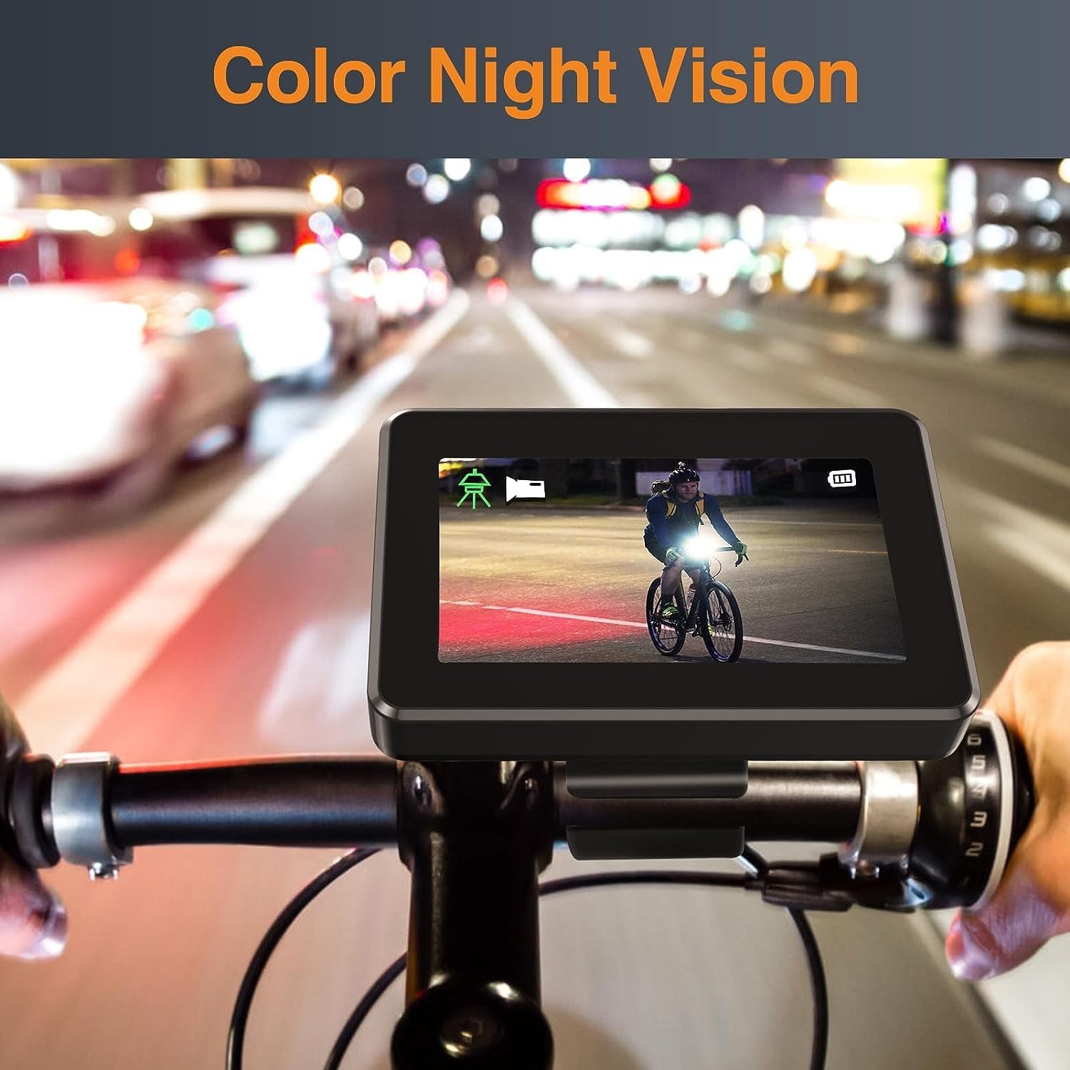 sykkelkamera bak med nattsyn med monitorsett