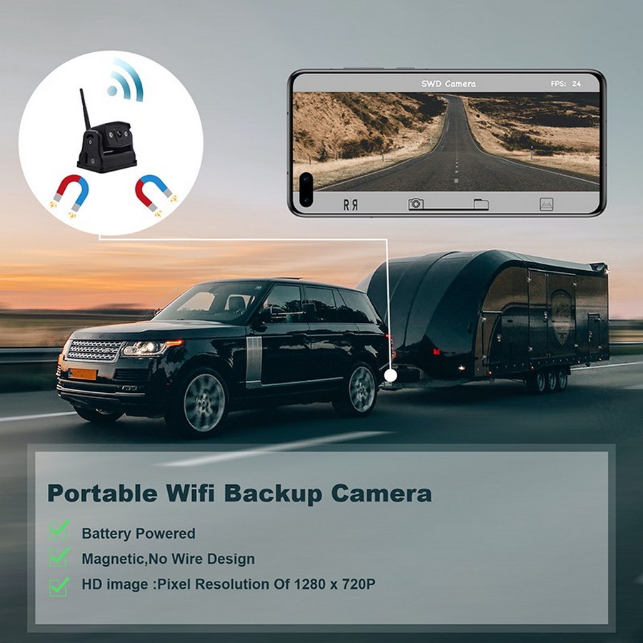 WiFi ryggekamera HD 720P med magnet for mobilapp