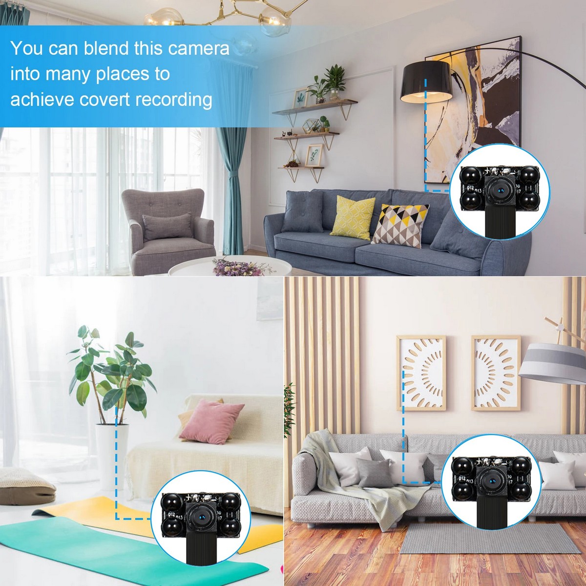 skjult spionkamera med WIFI p2p pinhole ir nattlys