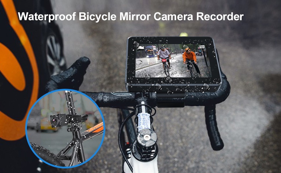 vanntett ip68 sykkelkamera med monitorsettsett