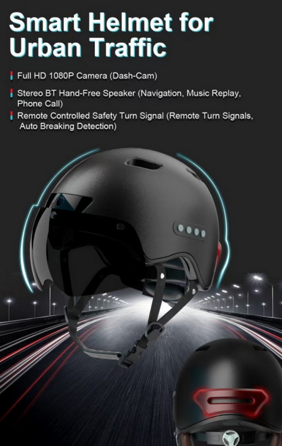 Sykkel/Moto hjelm med kamera egnet som dame/herre sykkelhjelm med bluetooth + Handsfree