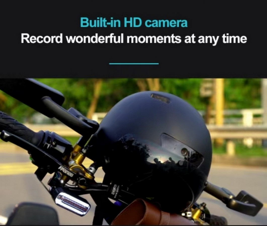 innebygd kamera i sykkelhjelm med opptak