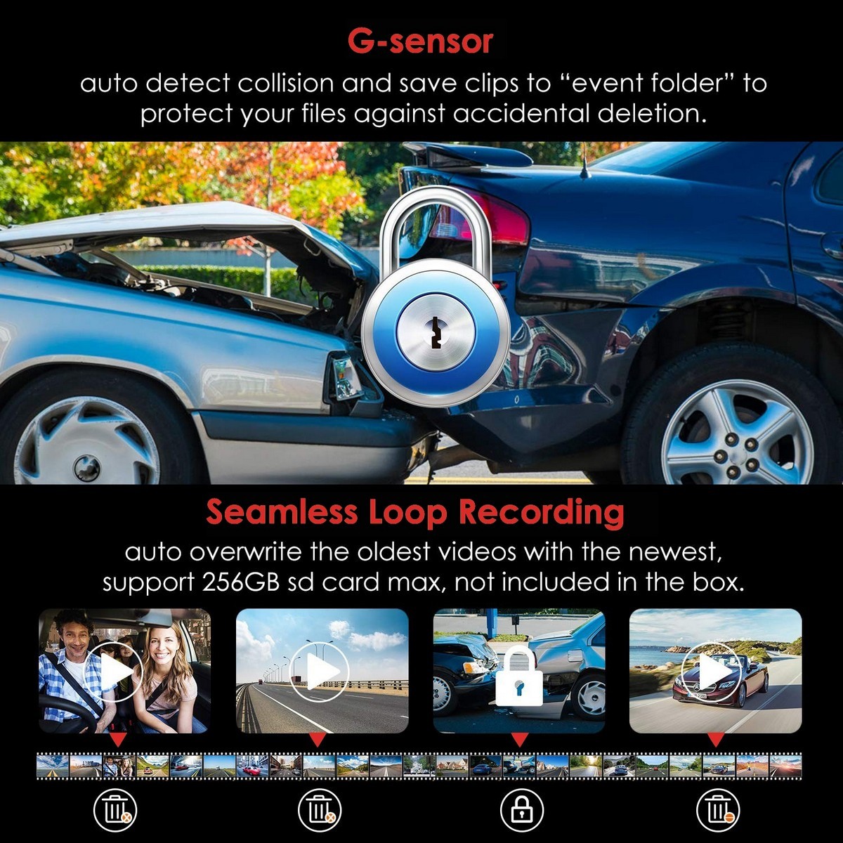 innebygd G-sensor - bilkamera
