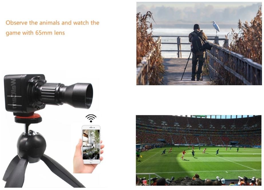 zoomkamera med stativ - live overføring wifi over smarttelefon