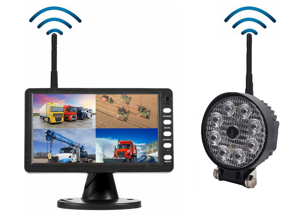 Ryggesett WiFi-kamera 120° med 720P AHD med 8x LED-lys + 7" digital LCD-skjerm