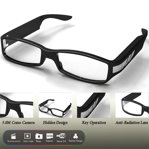 Spionsolbriller med kamera og Full HD-opptak
