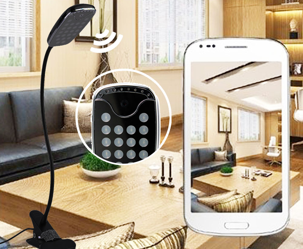 LED bordlampe med skjult kamera, WiFi