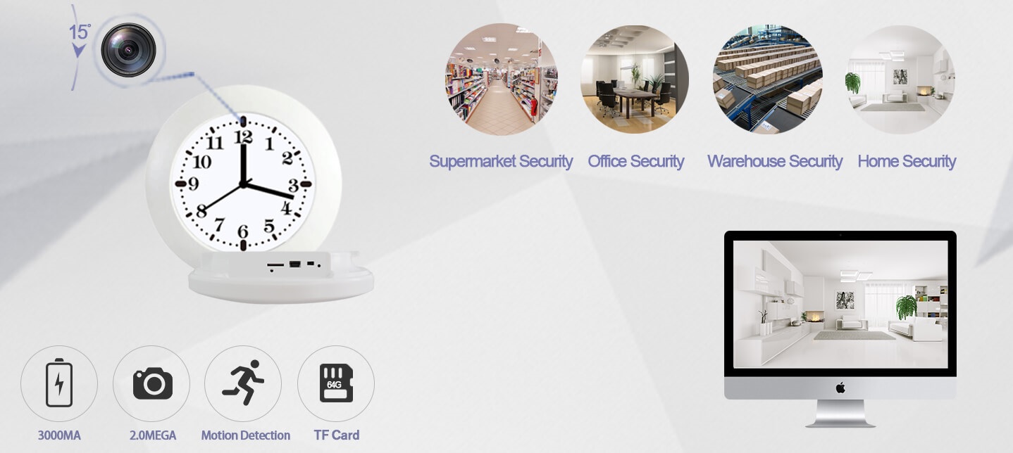 full hd kamera i klokke med PIR sensor