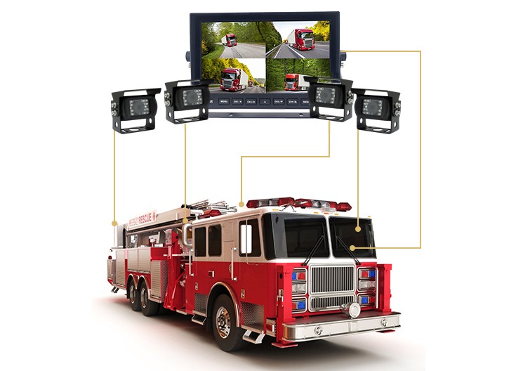kamera og monitormontering for brannbil